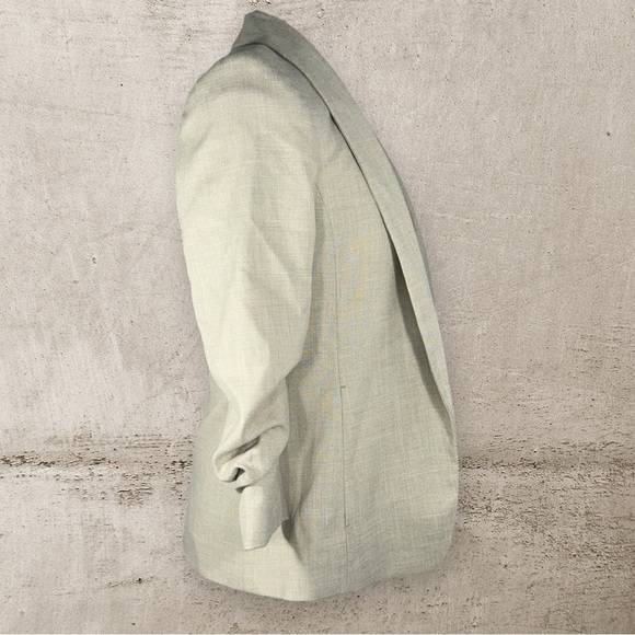 H&M shawl-collar lined jacket cream side seam pockets gathered sleeves size xxs - Picture 4 of 8